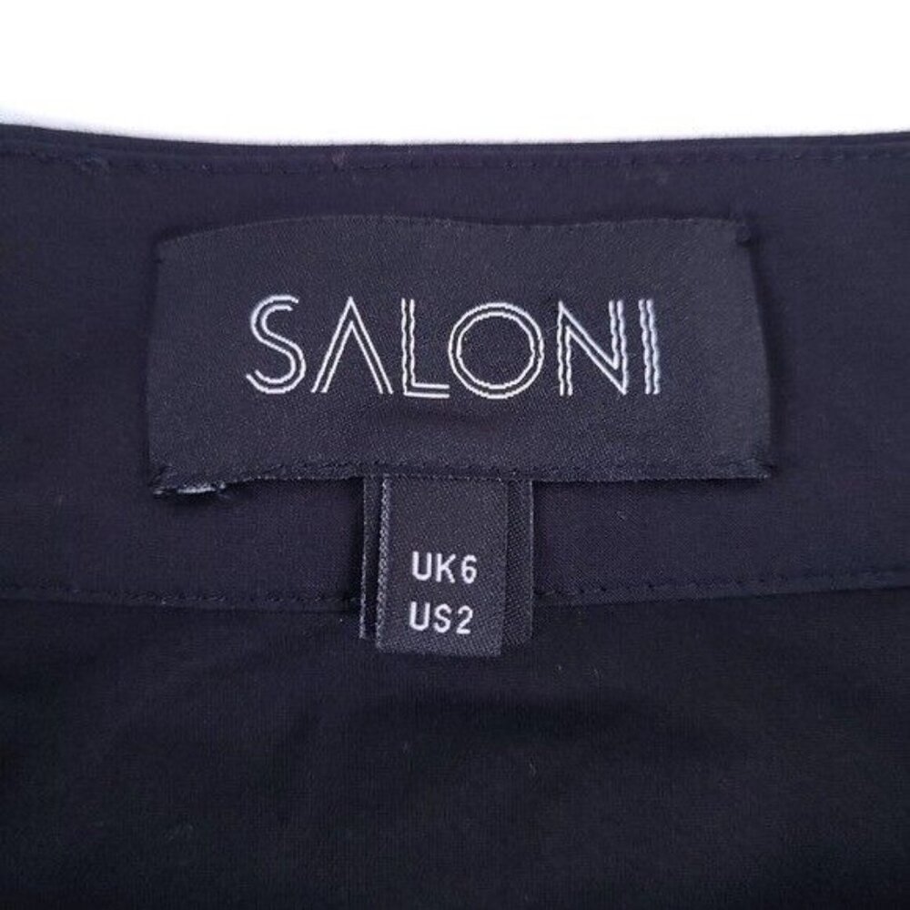 SALONI Esme Ruffle One Shoulder Black Beaded Blouse Size 2 - Picture 7 of 10